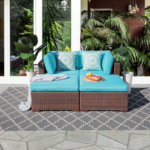 Latitude Run® Alishea 4Piece Rattan Sectional Seating Group with Cushions & Reviews Wayfair